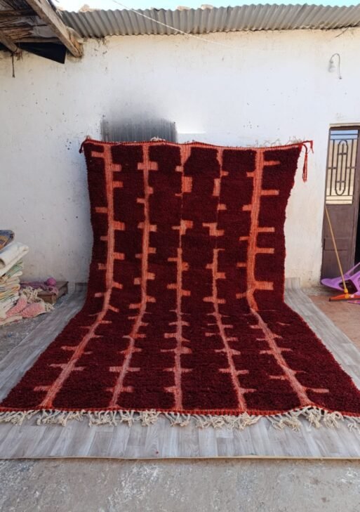 Deep Red & Terracotta Handwoven Moroccan Rug