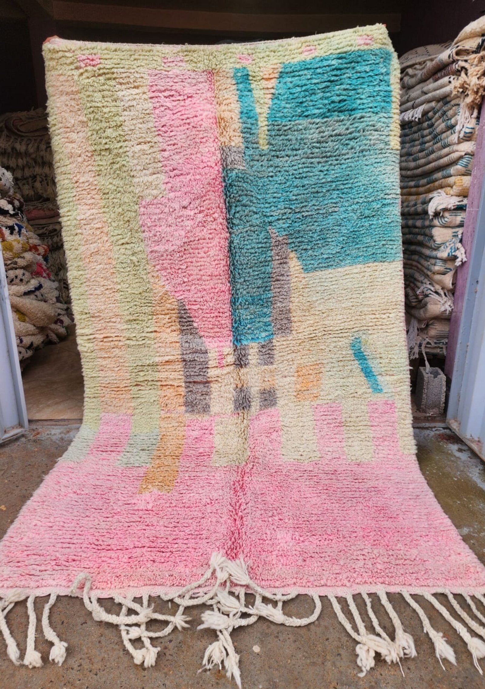 Handwoven Moroccan Rug – Pastel Abstract Design
