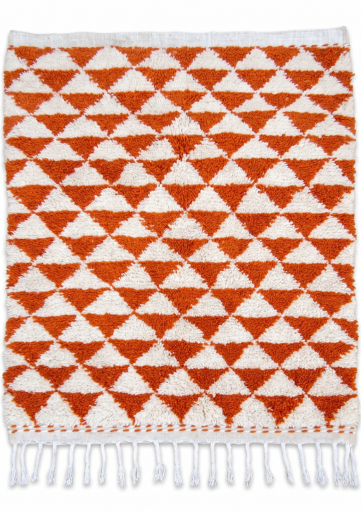 Burnt Orange and Cream Geometric Berber Rug