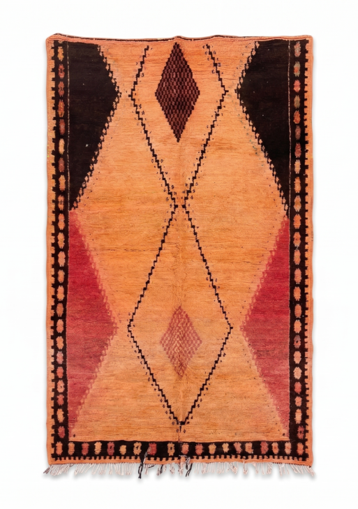 Handcrafted Orange and Red Taznakht Rug