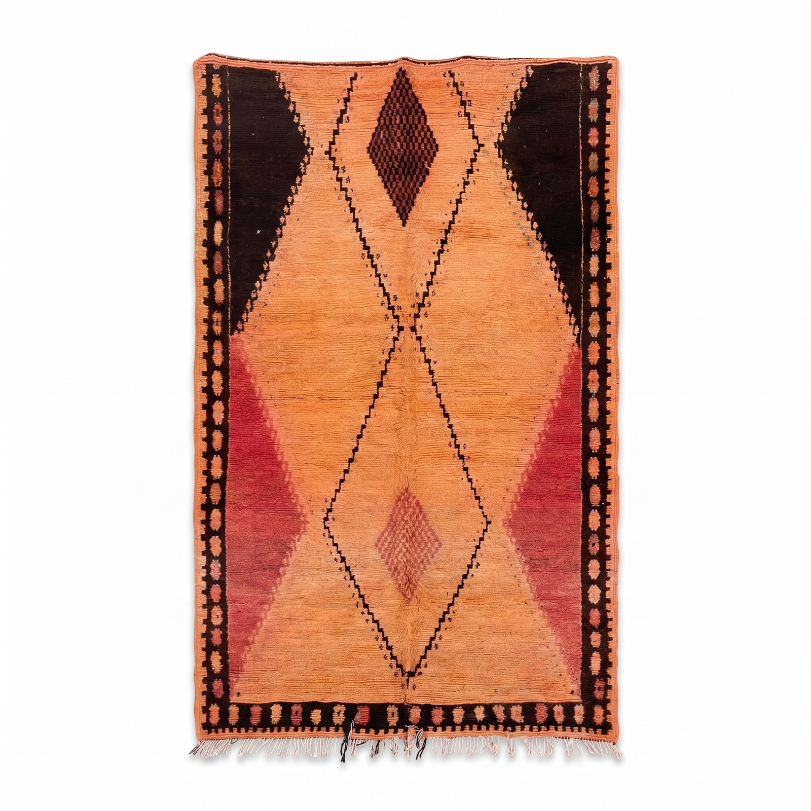 Handcrafted Orange and Red Taznakht Rug