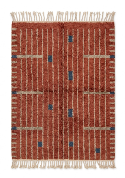 Handwoven Terracotta with Geometric Stripes Rug