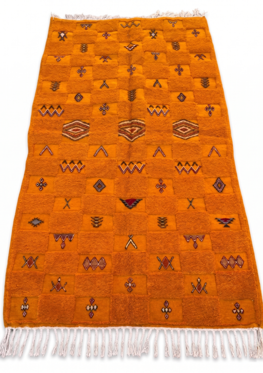 Authentic Saffron Orange Handwoven Rug