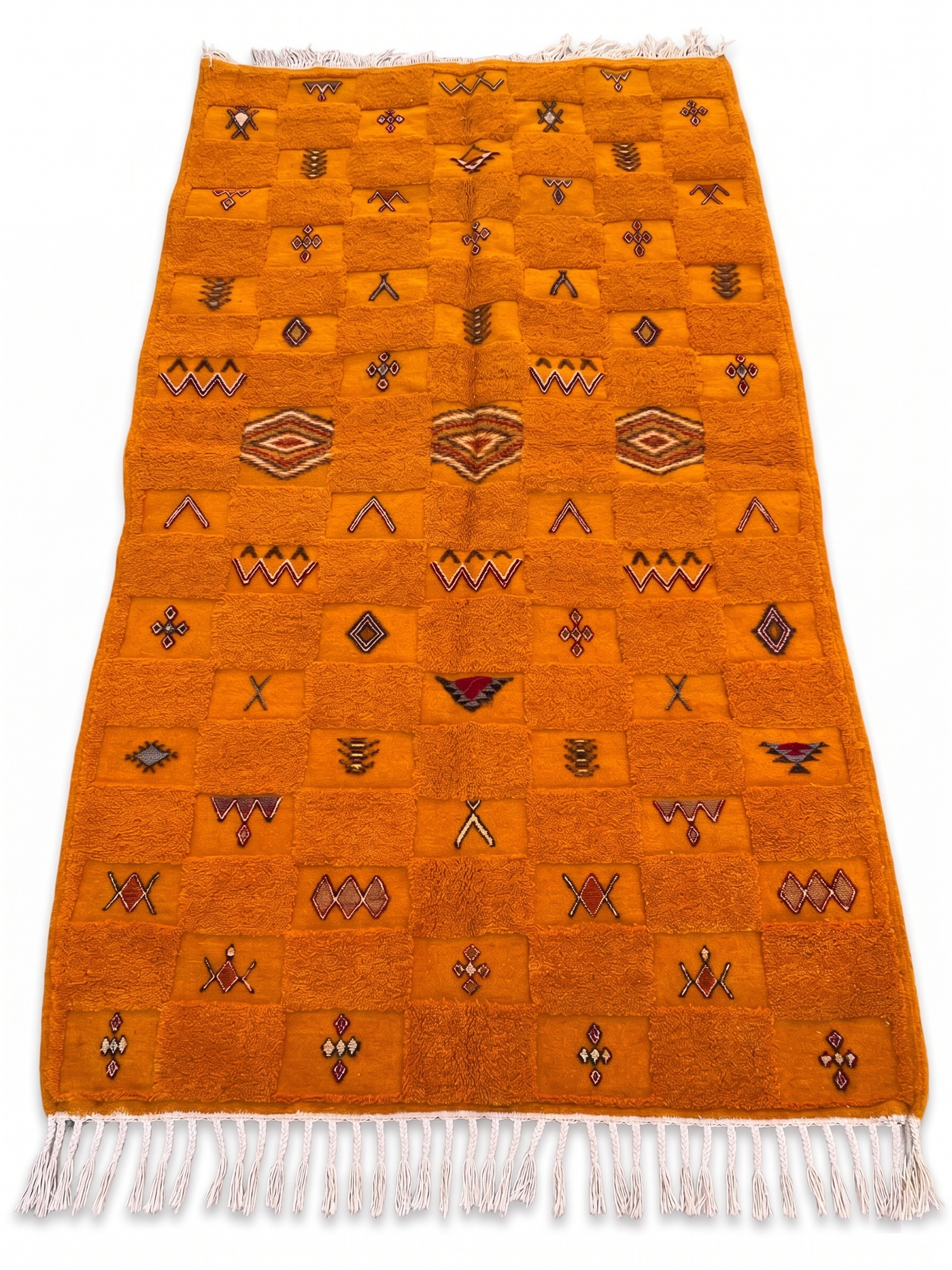 Authentic Saffron Orange Handwoven Rug