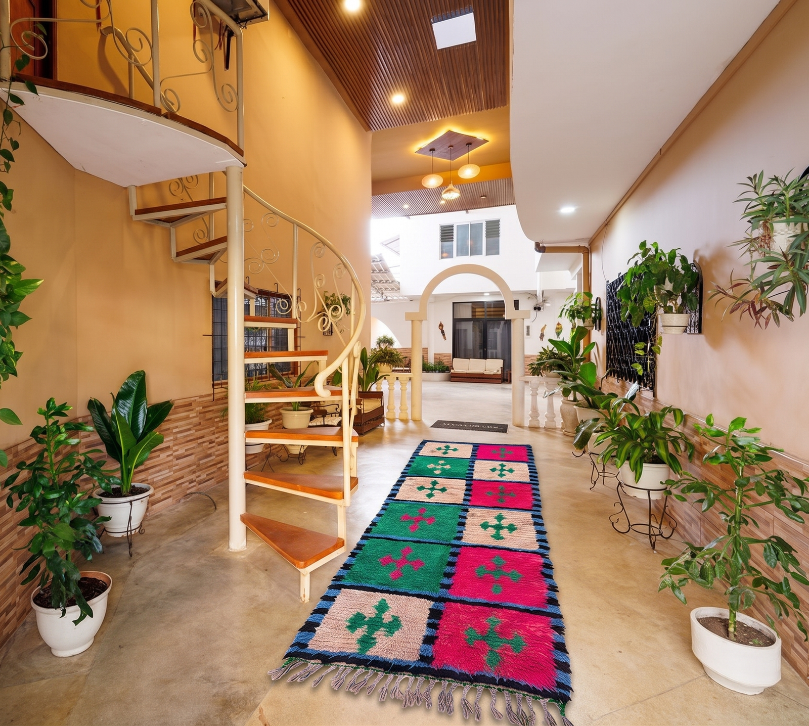 Handmade Colorful Geometric Runner Rug - Image 1