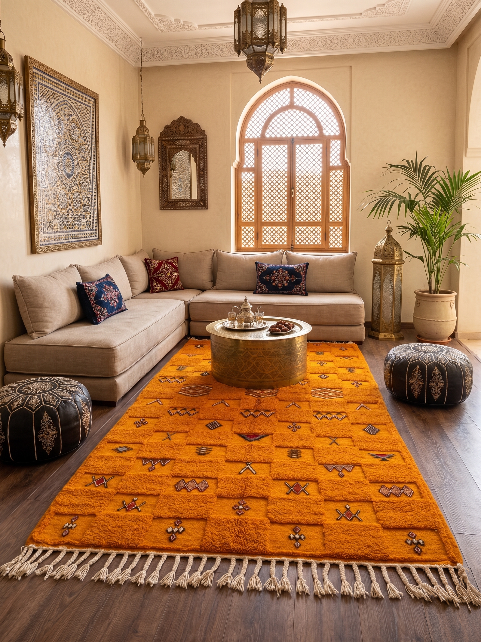 Authentic Saffron Orange Handwoven Rug - Image 1