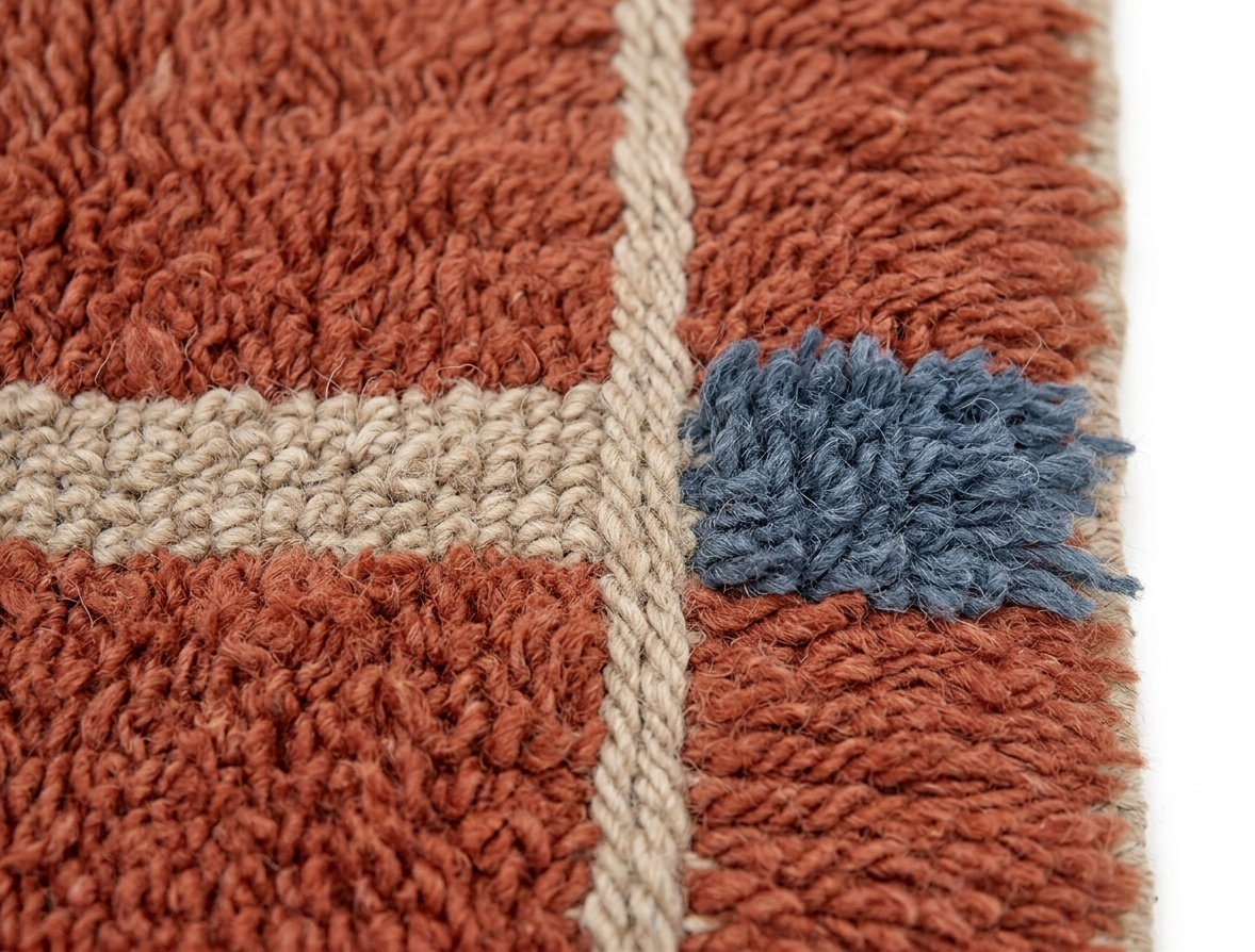 Handwoven Terracotta with Geometric Stripes Rug - Image 2